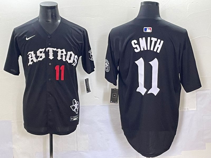 Men 2025 Houston Astros #11 Smith Black Seven generations Joint Name Nike MLB Jersey style 7044
